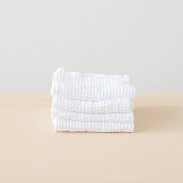 WAFFLED LINEN WASH CLOTH - WHITE