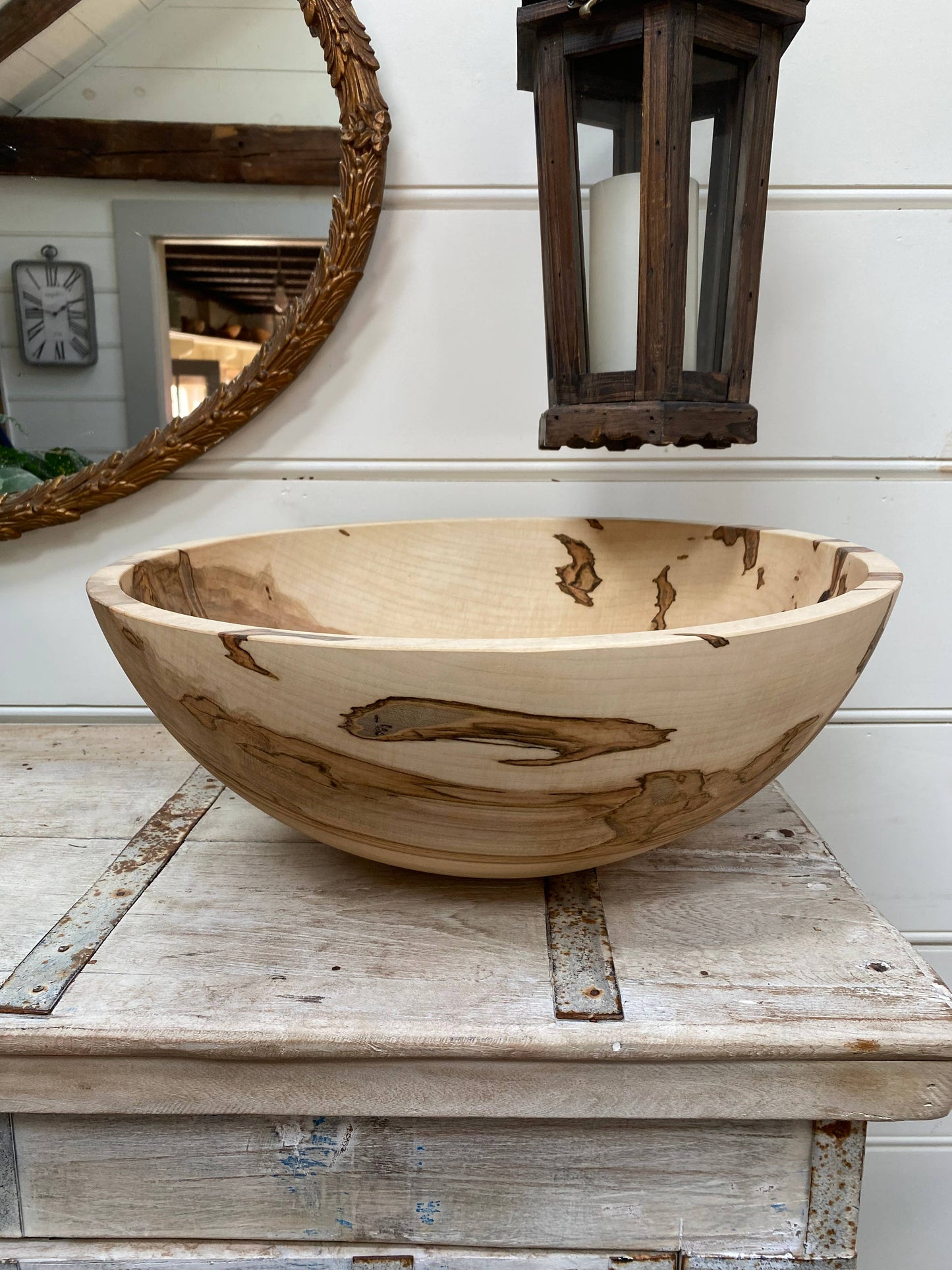 15" SPALTED/AMBROSIA MAPLE ROUND BOWL
