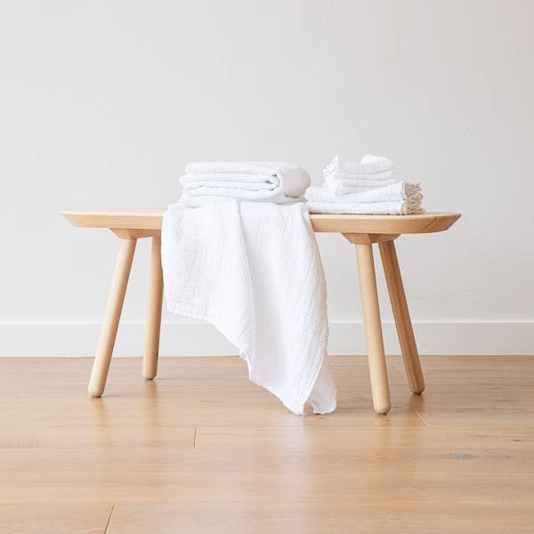 WAFFLED LINEN WASH CLOTH - WHITE