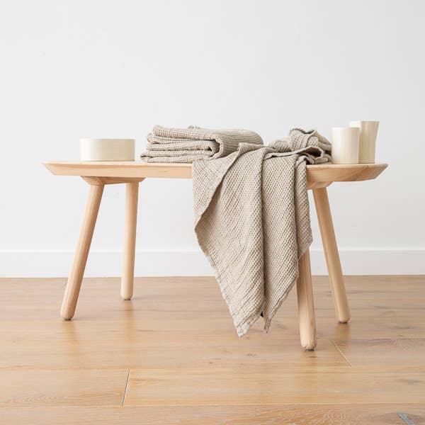 WAFFLE LINEN BATH TOWEL - NATURAL