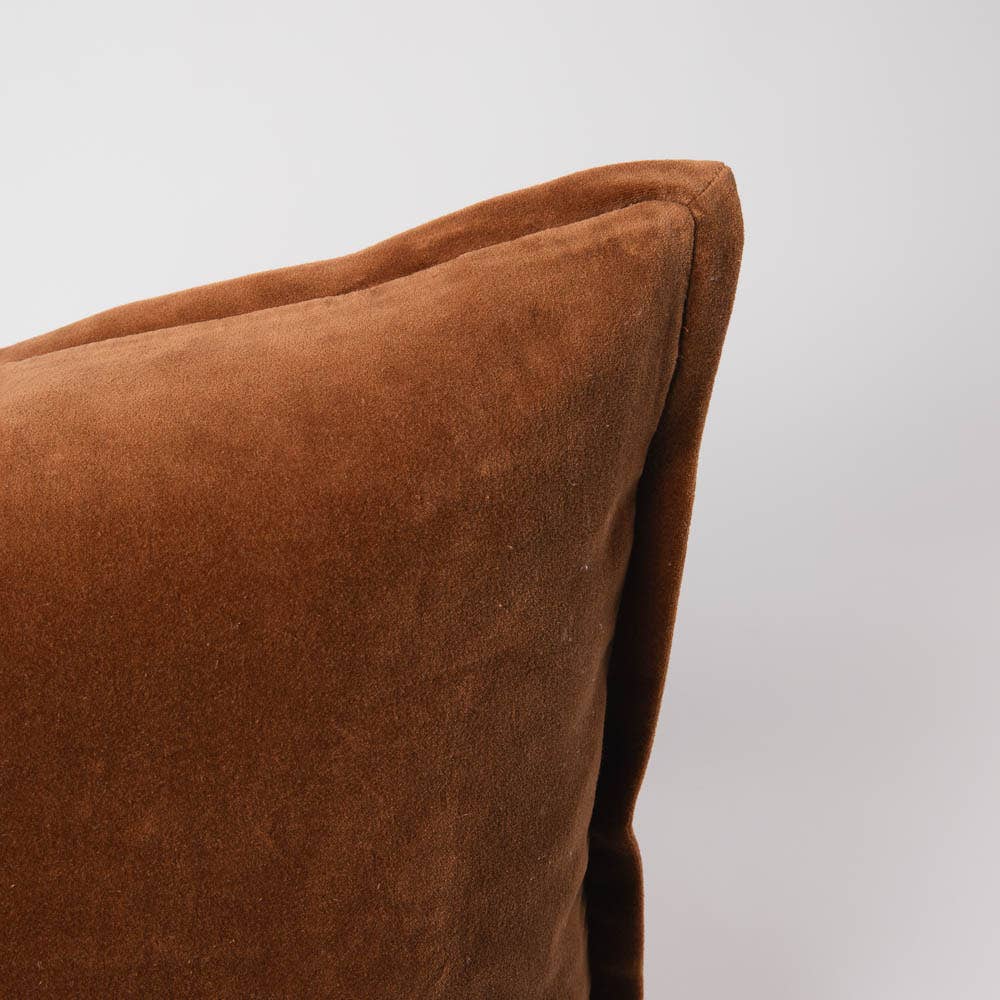 EVELYN VELVET LUMBAR PILLOW - NUTMEG