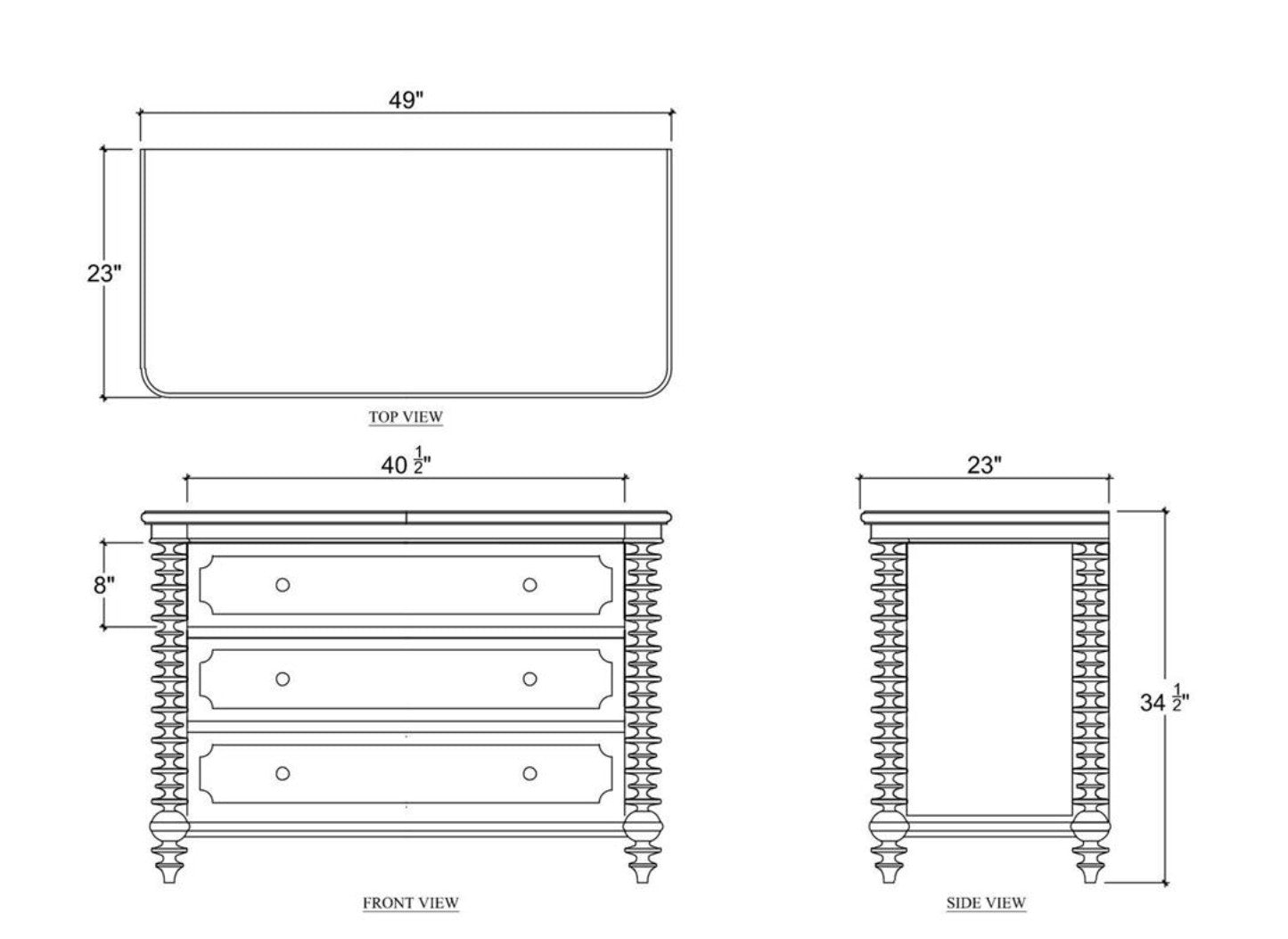 MILANO 3 DRAWER DRESSER