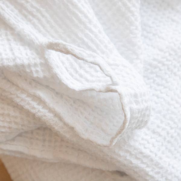 WAFFLED LINEN WASH CLOTH - WHITE