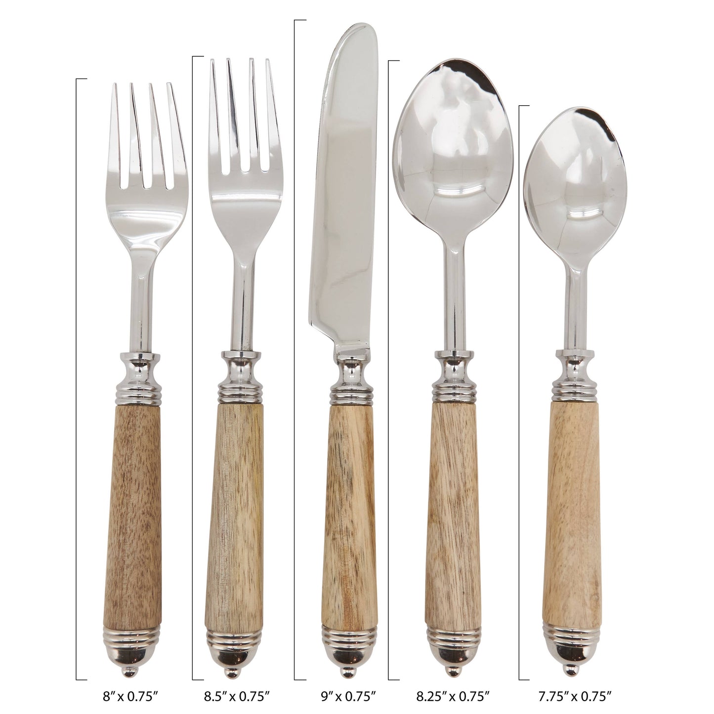 BARK WOOD FLATWARE SET OF FIVE