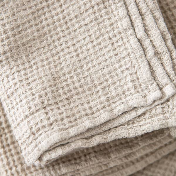 WAFFLE LINEN BATH TOWEL - NATURAL