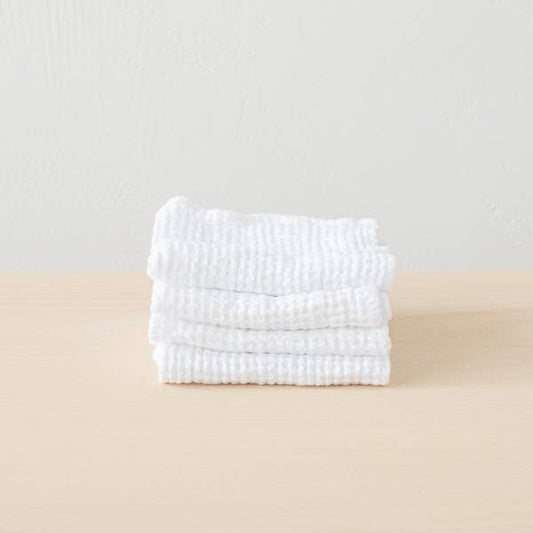 WAFFLED LINEN WASH CLOTH - WHITE