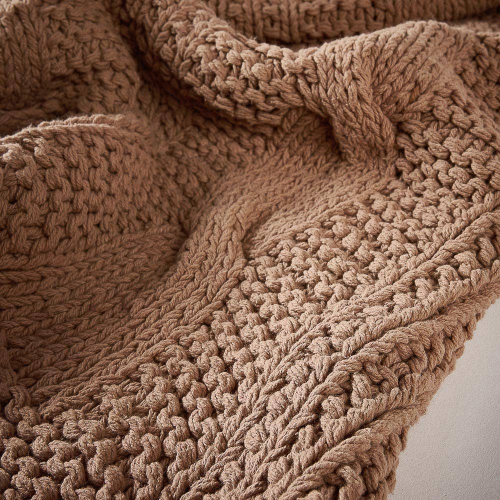 HEIRLOOM HAND KNITTED THROW - CLAY