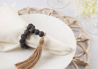 WOOD BEAD TASSEL NAPKIN RING