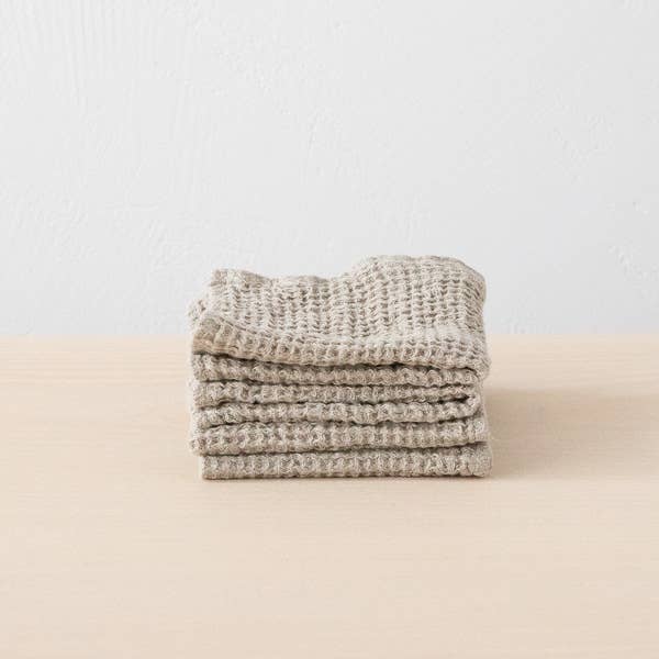 WAFFLED LINEN WASH CLOTH - NATURAL