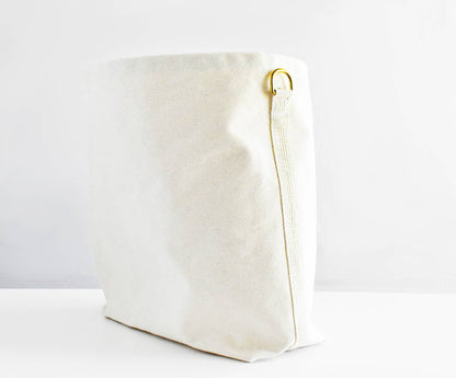 Tote Bag with Leather Strap- Tan