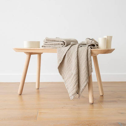 WAFFLE LINEN BATH TOWEL - NATURAL