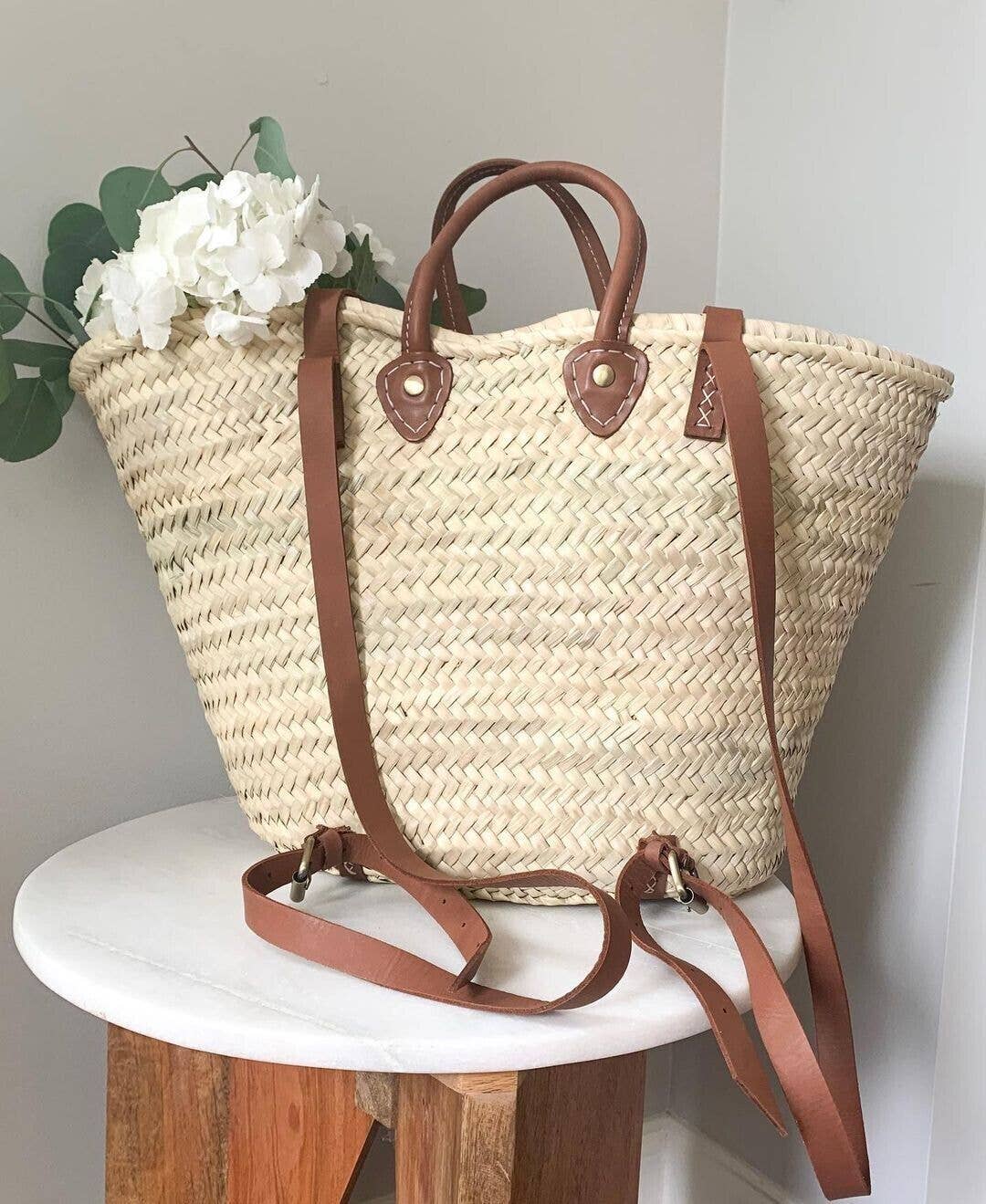 STRAW BACKBACK TOTE