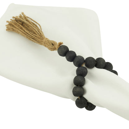 WOOD BEAD TASSEL NAPKIN RING