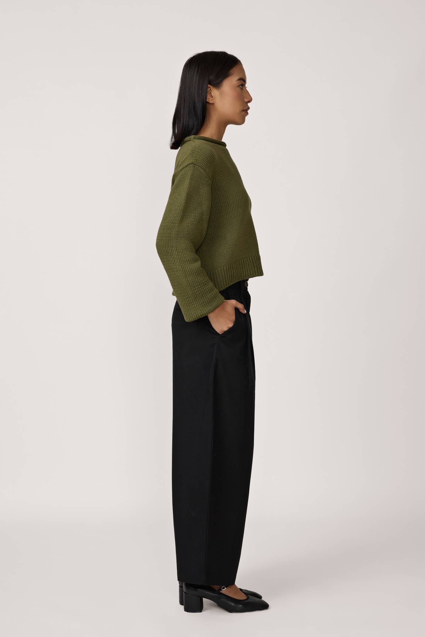 MARE ROLLED NECK SWEATER - OLIVE