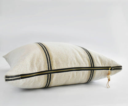 FRENCH COTTON PILLOW WITH BLACK STRIPES