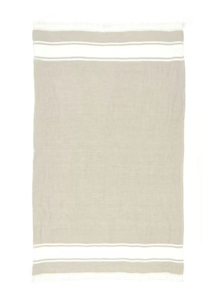 BELGIAN BATH TOWEL - FLAX STRIPE