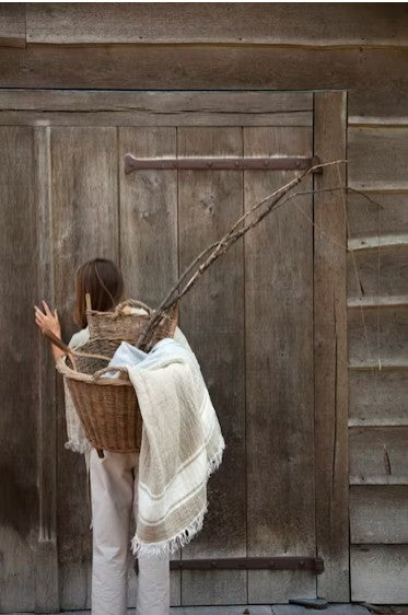 BELGIAN BATH TOWEL - FLAX STRIPE