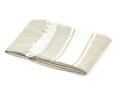 BELGIAN BATH TOWEL - FLAX STRIPE