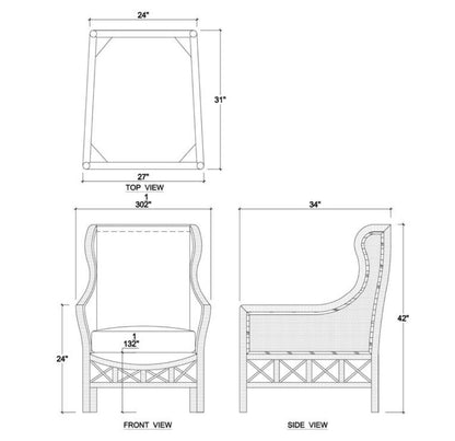 HAMPTON RATTAN WING CHAIR