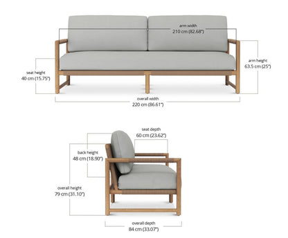 JACKSON 3 SEATER W/ SEAT & BACK CUSHIONS - OUTDOOR TEAK