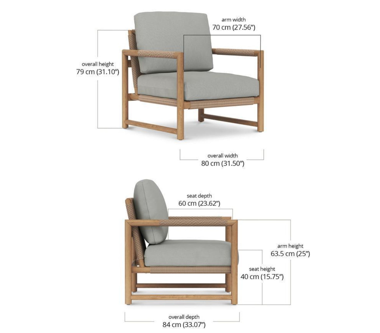JACKSON SINGLE SEATER W/ SEAT & BACK CUSHIONS - OUTDOOR TEAK