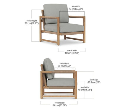 JACKSON SINGLE SEATER W/ SEAT & BACK CUSHIONS - OUTDOOR TEAK