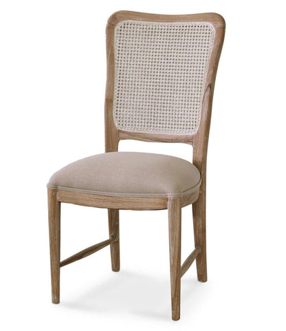 LAURNA DINING CHAIR W/ UPHOLSTERED SEAT & RATTAN BACK