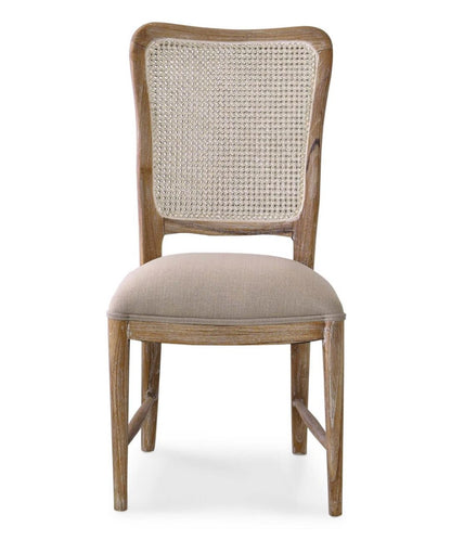 LAURNA DINING CHAIR W/ UPHOLSTERED SEAT & RATTAN BACK