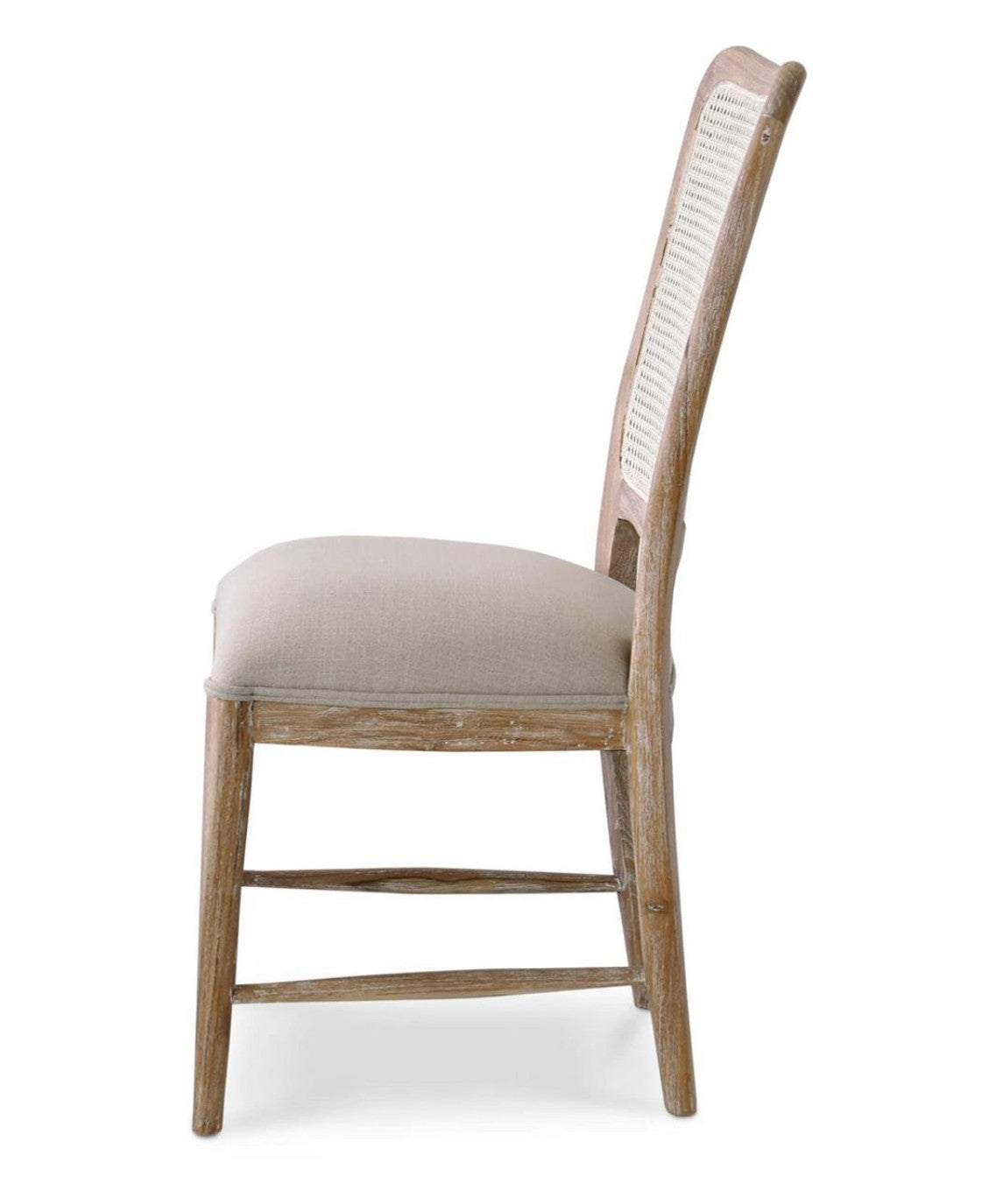 LAURNA DINING CHAIR W/ UPHOLSTERED SEAT & RATTAN BACK