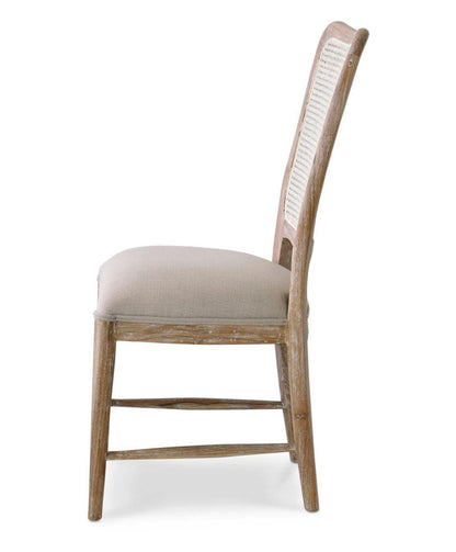 LAURNA DINING CHAIR W/ UPHOLSTERED SEAT & RATTAN BACK