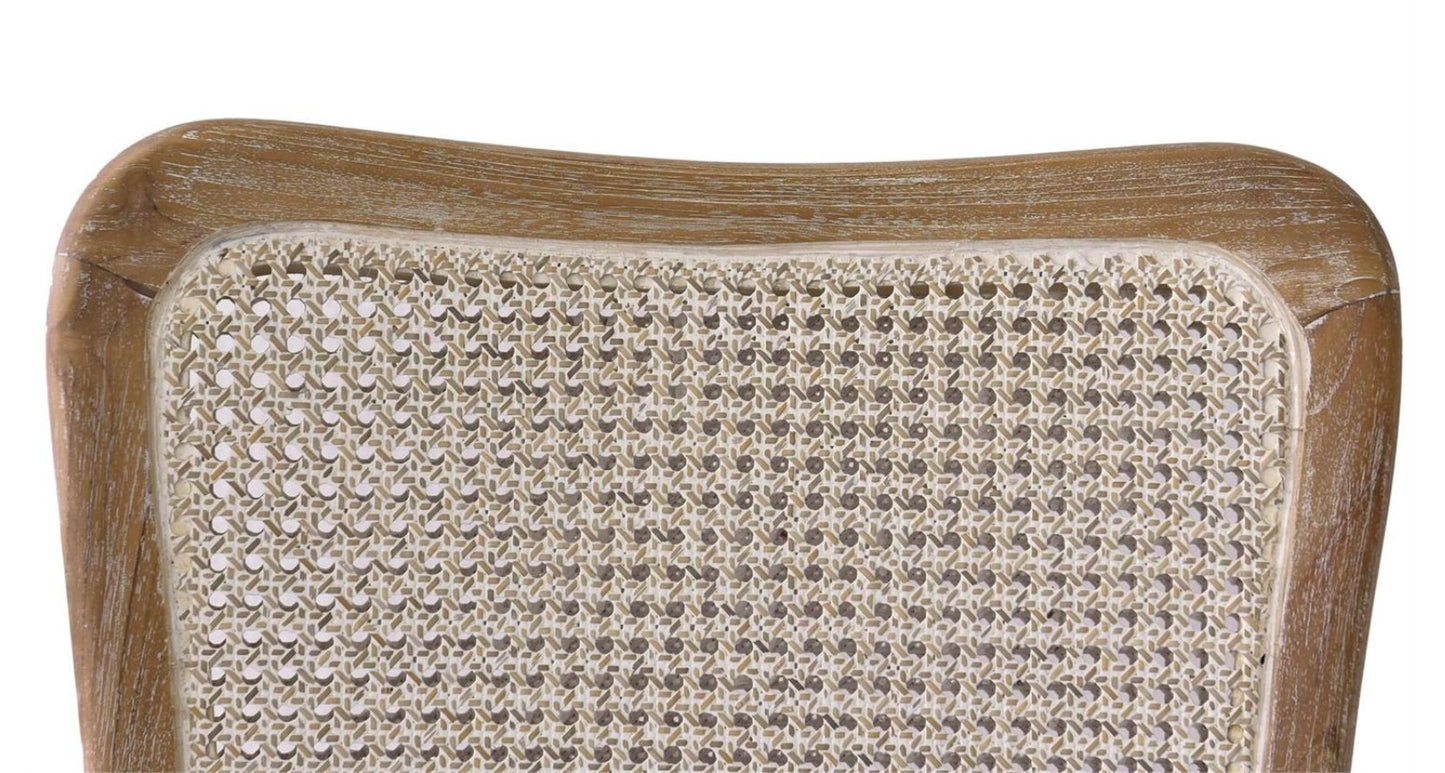 LAURNA DINING CHAIR W/ UPHOLSTERED SEAT & RATTAN BACK