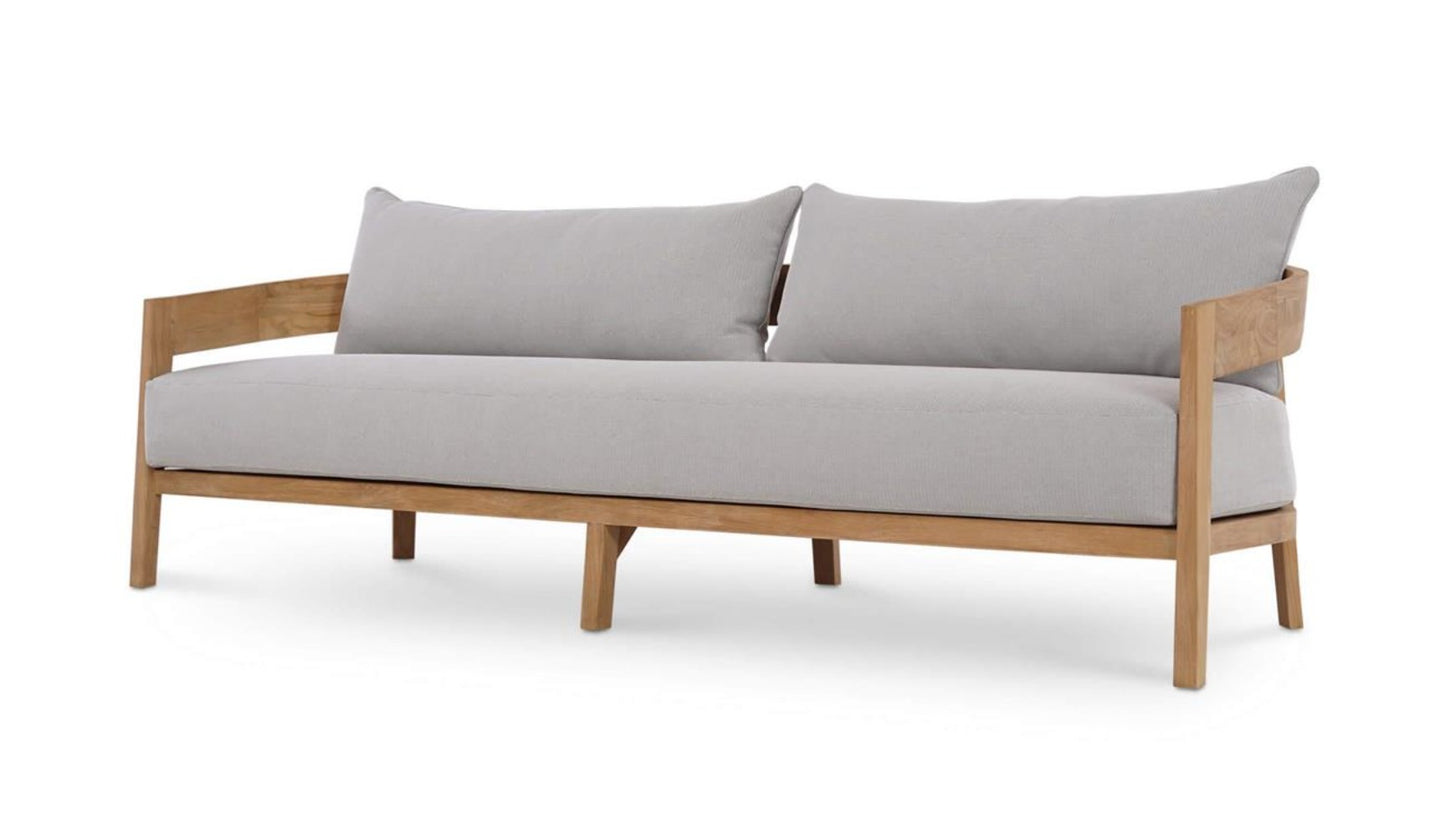 RALEIGH TEAK 3 SEATER W/ SEAT & BACK CUSHIONS - OUTDOOR TEAK
