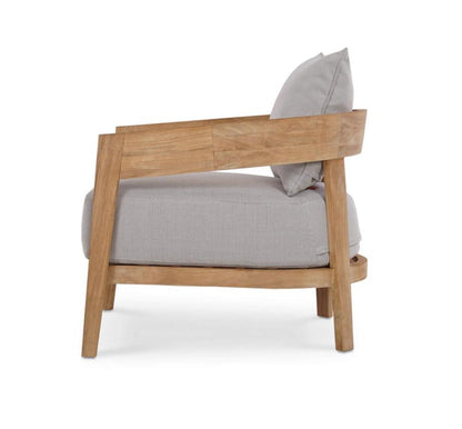 RALEIGH TEAK SINGLE SEATER W/ SEAT & BACK CUSHIONS - OUTDOOR TEAK