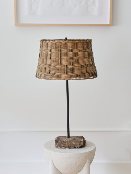A PAIR OF VINTAGE WOVEN TABLE LAMPS