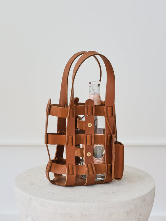 LEATHER WINE TOTE