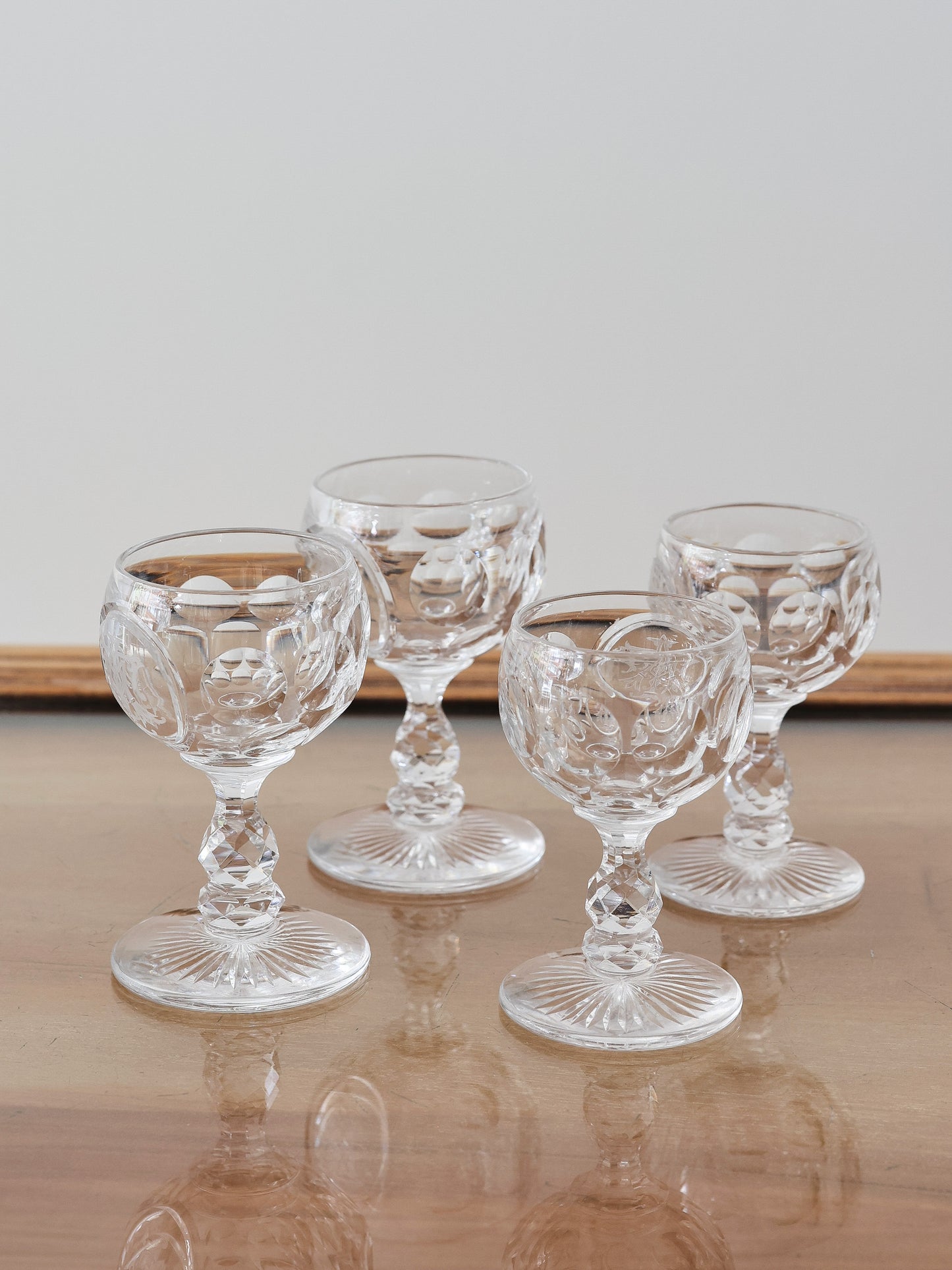 Antique Cut Crystal Wine Glasses, His/Hers