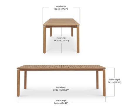 VIRGINIA DINING TABLE 94" - OUTDOOR TEAK