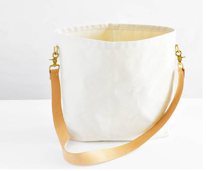 Tote Bag with Leather Strap- Tan