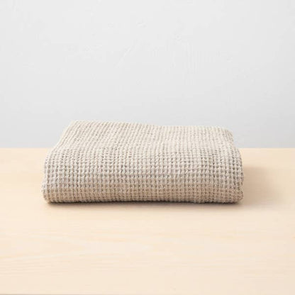 WAFFLE LINEN BATH TOWEL - NATURAL