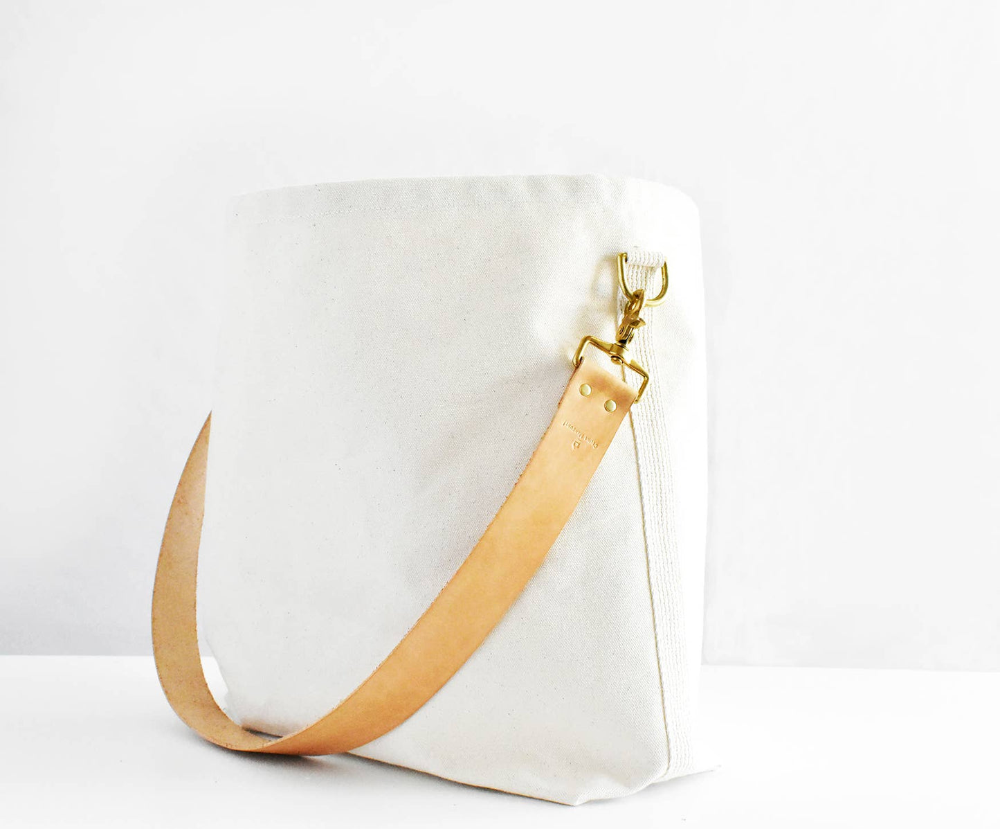 Tote Bag with Leather Strap- Tan