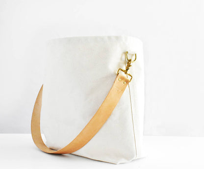 Tote Bag with Leather Strap- Tan