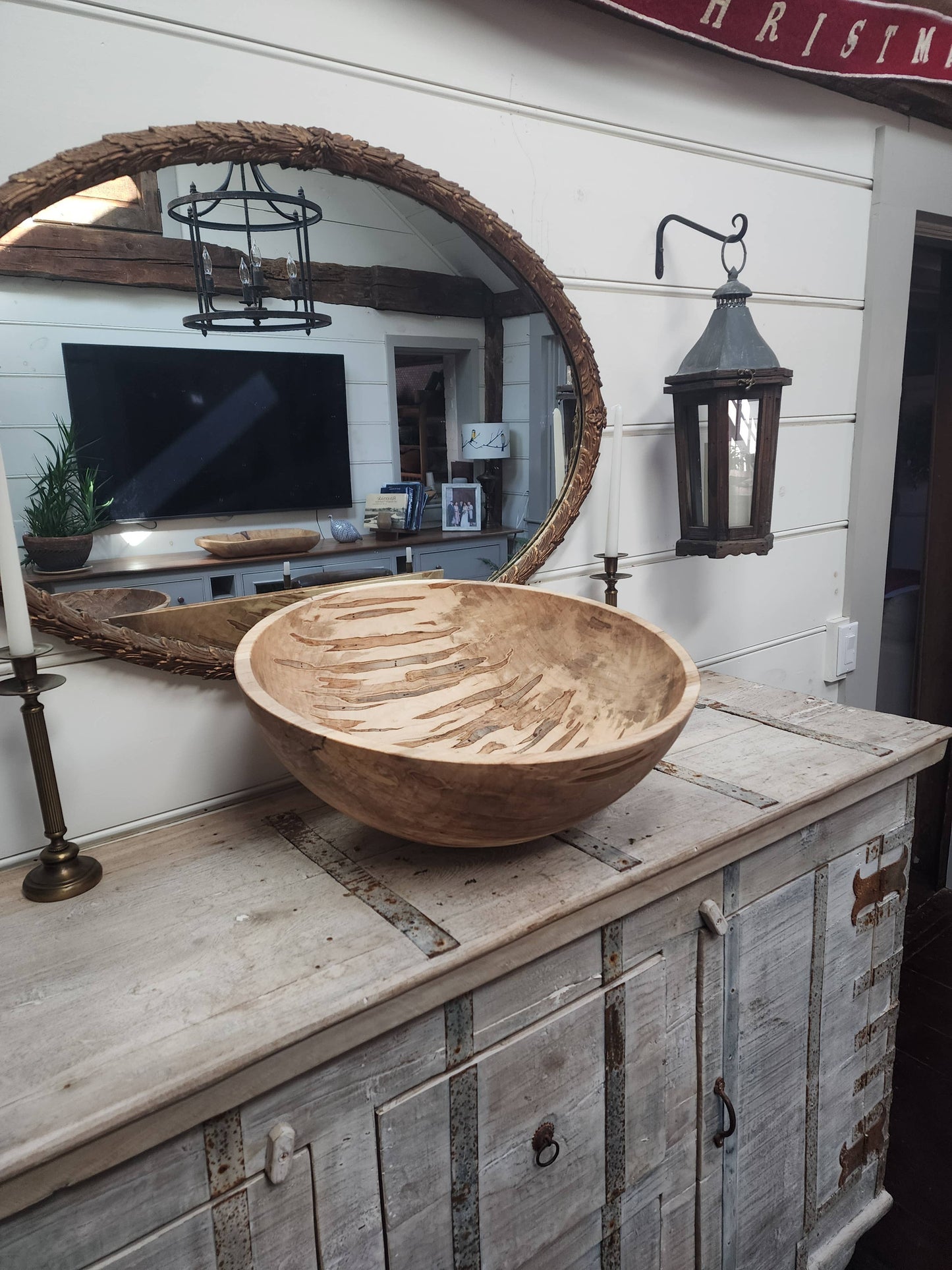 15" SPALTED/AMBROSIA MAPLE ROUND BOWL