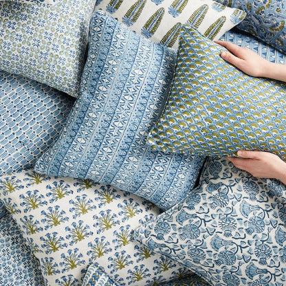 SAMODE MOSS AZURE LINEN PILLOW